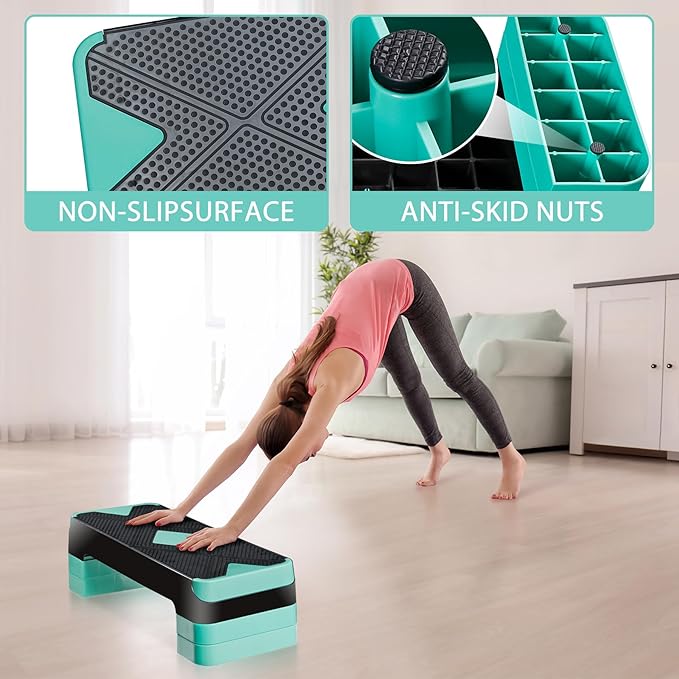 ZENY 26.5" Aerobic Step Platform, Adjustable Exercise Workout Stepper with Stackable Risers, Step Up Steppers for Exercise at Home, Fitness Equipment for Home Gym