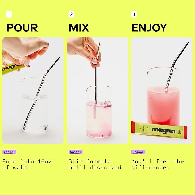 MAGNA Electrolyte Powder Drink Mix for Hydration, Energy & Focus Support with Magnesium L Threonate, Sodium, Potassium, Vitamin D, B6 & B12, Sugar Free, Mint Lemonade Flavor, 28 Servings