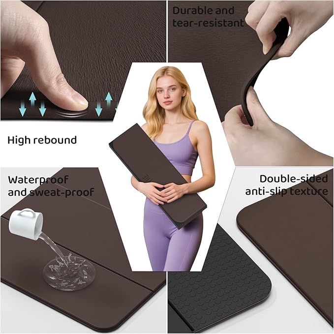 Foldable Yoga Mat,Exercise Mats for Home Workout,Comfortable and Durable,8mm Thick-Portable Folding Mat,Non Slip,Pilates Mat Thick,Outdoor Use,Meditation,Travel,Camping(71"x24" x0.31")