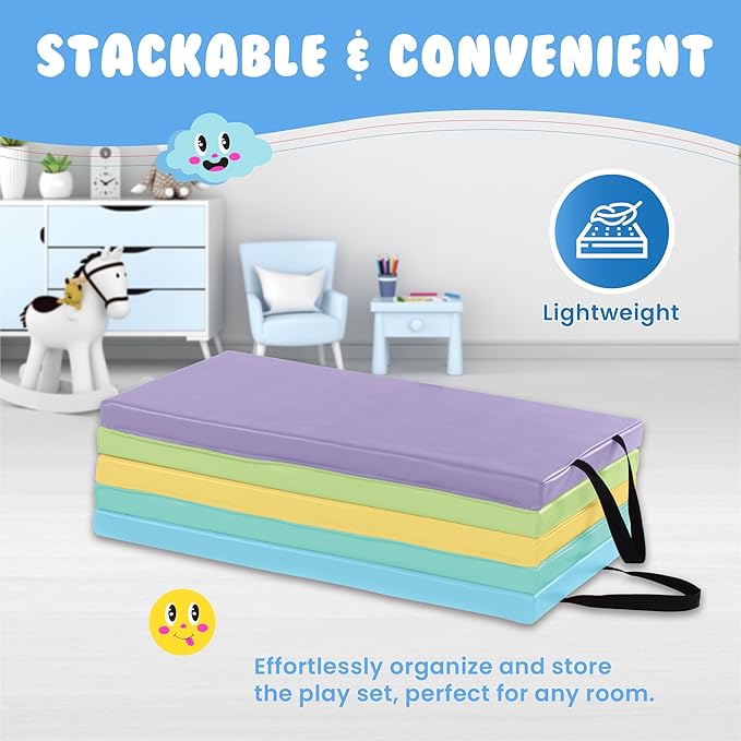 New Bounce Tumbling Mat for Kids - Gymnastics Mat - Folding Exercise Tumble Mat for Home Gyms