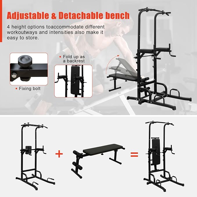 Adjustable Height Dip Bar Station, Heavy Duty Dip Station Push Up Bar for Home Gym,Multi-function Dip Station Pull Up Bar Full Body Strength Training Workout Fitness Equipment for Tricep Dips
