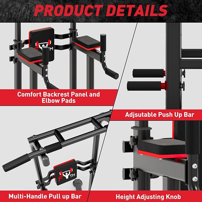 ZENOVA Pull Up Bar Dip Station Multi-Function Strength Training Equipment for Men Women Muscle Building 330/500 LBS Weight Capacity