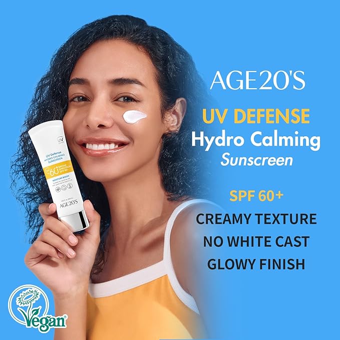 AGE20'S UV Defense Hydro Calming Sunscreen SPF 60+ | Korean Sunscreen | Moisturizing Creamy Formula, No White Cast, Lightweight Finish | Green Tea + Aloe Vera | Dermatest Excellent | 1.69 fl.oz*1