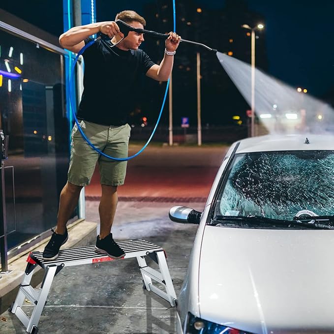 Giantex Aluminum Platform Non-Slip Folding Work Bench Drywall Stool Ladder 330lbs Capacity