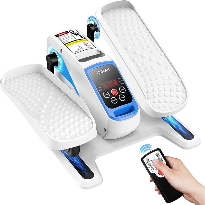 Under Desk Elliptical Machine,Ellipse Leg Exerciser Electric with Remoter,12 Manual Adjustable Speed and 3 Automatic Speed,Portable Seated Pedal Exerciser for Seniors,Adults,Home,Office