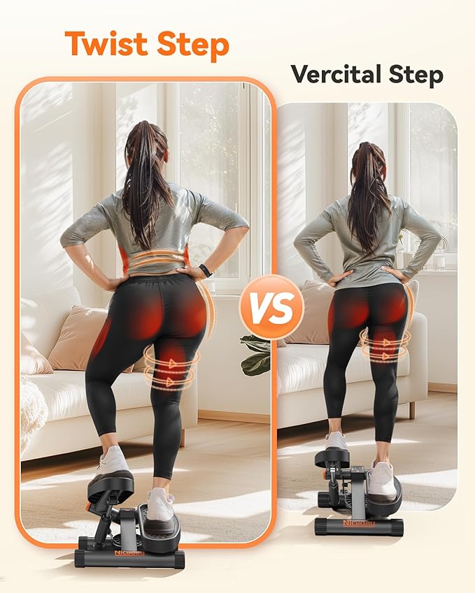 Niceday Steppers for Exercise, Stair Stepper with Resistance Bands, Mini Stepper with 300LBS Loading Capacity, Hydraulic Fitness Stepper with LCD Monitor