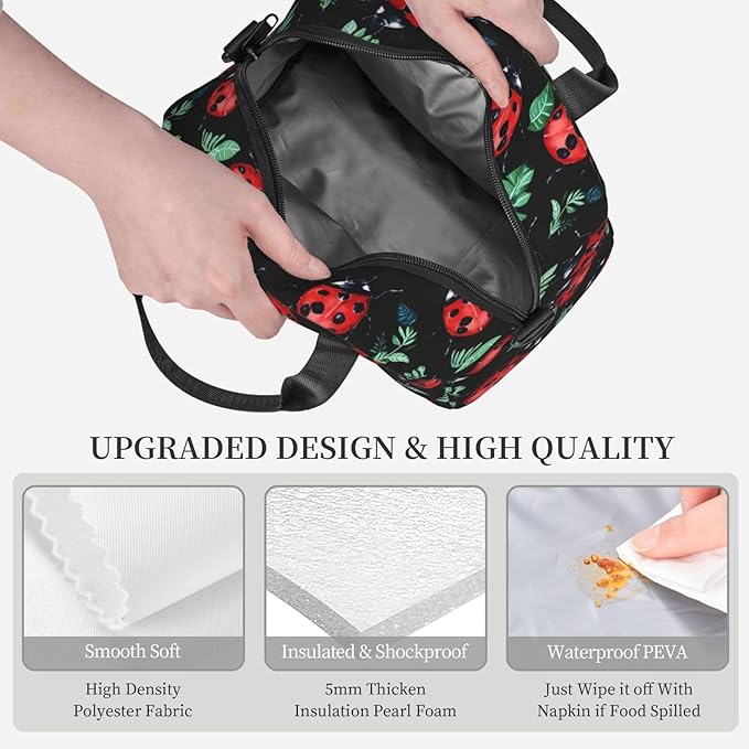 Animal Reusable Insulated Lunch Box Waterproof Lunch Bag with Detachable and Adjustable Shoulder Strap for Office Picnic or Travel