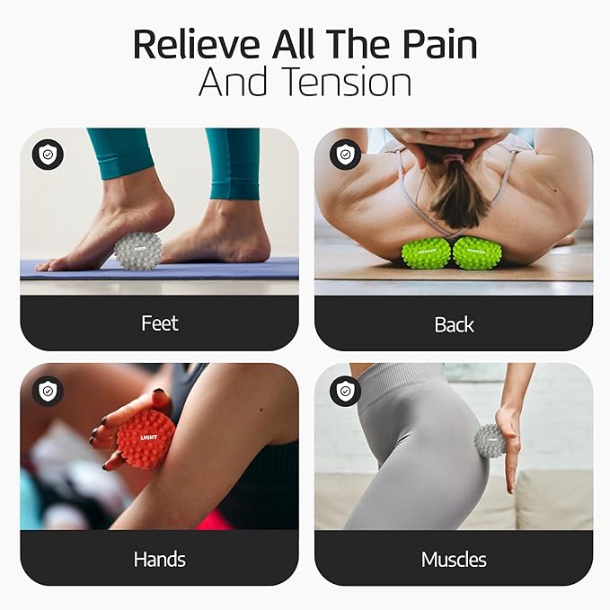 Logest 3-Piece Set Foot Massage Ball - for Trigger Point Therapy, Injury Rehabilitation & Deep Tissue Massage Balls - Prevent Stiffness & Improve Strength - Silicon Spike Ball for Foot and Back