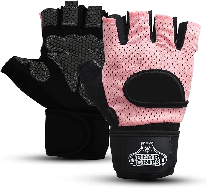 Bear Grips Weight Lifting Gloves for Men & Women | Half Finger Lifting Gloves | Full Finger Workout Gloves for Men | No Finger Exercise Gloves l Compression Weightlifting Gloves | Gym Gloves for Men