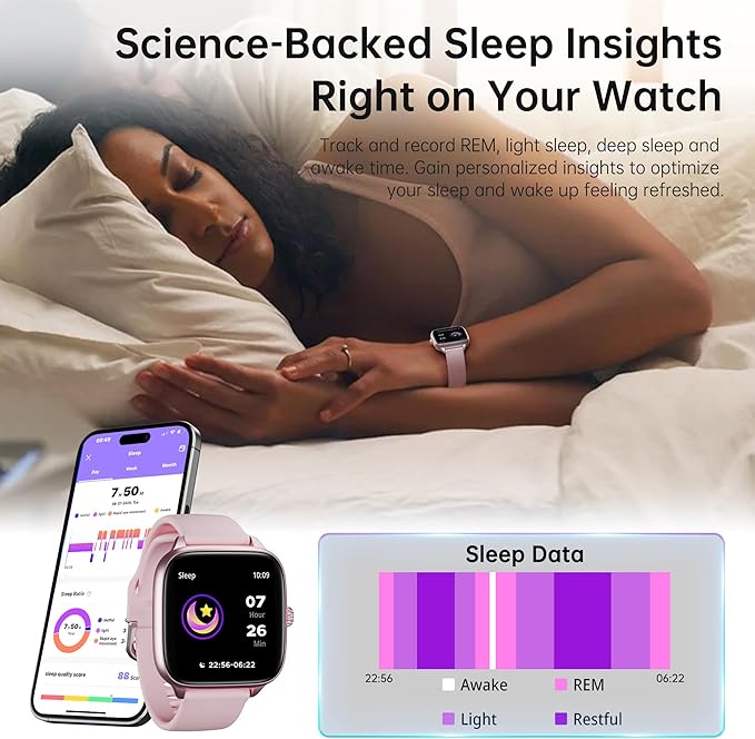 Fitness Tracker Answer/Make Calls, Smart Watch with Blood Pressure, Blood Oxygen, 24/7 Heart Rate Monitor, 120+ Sport Mode Activity Tracker, Waterproof Sleep Tracker for Women Men