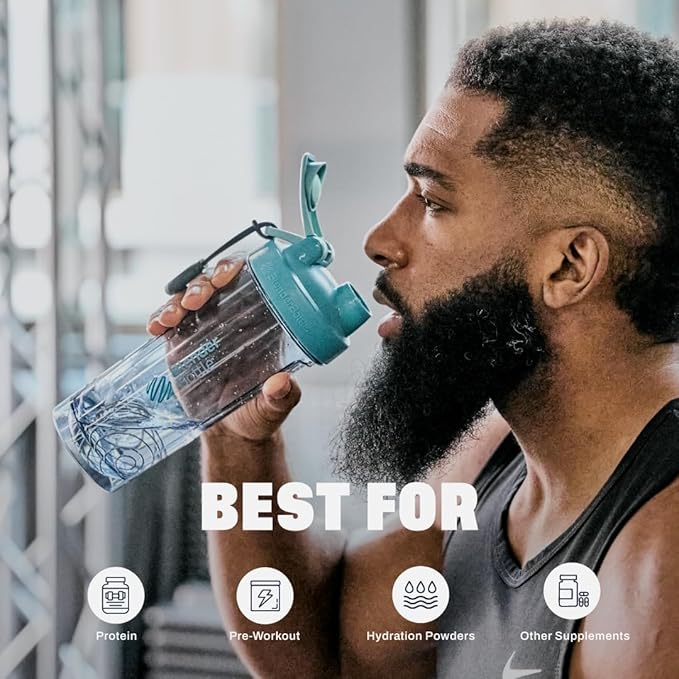 BlenderBottle Shaker Bottle Pro Series Perfect for Protein Shakes and Pre Workout, 32-Ounce, Cerulean Blue