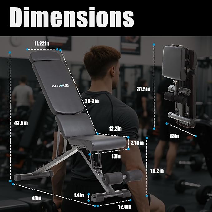 BARWING 2025 Upgraded Adjustable Weight Bench for Home Gym,800LBS,700LBS,Foldable Incline Workout Bench for Full Body Workout Easy Assembly