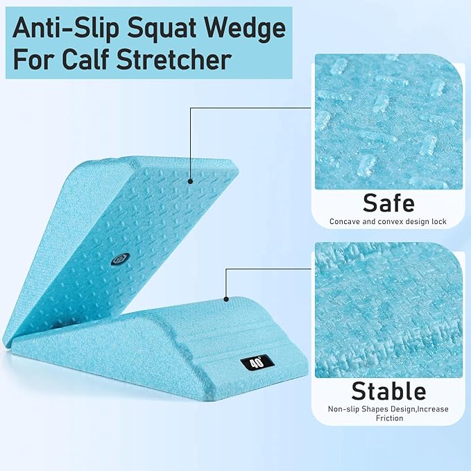 Squat Wedge Block 2PCS Non Slip Professional Ramp - 550 LBS Weight Capacity - Slant Board for Calf Stretching - Calf Stretcher Slant Board - Yoga Blocks