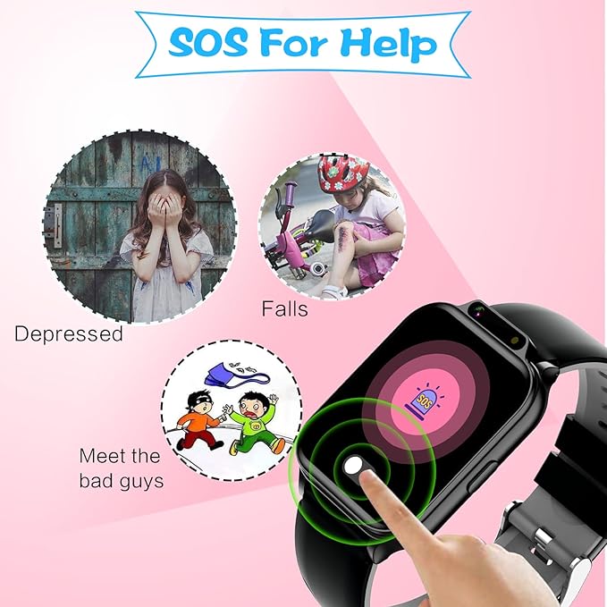 Smart Watch for Kids, 1.85" Fitness Tracker with Heart Rate, Sleep Monitor, IP68 Waterproof Smartwatches with Video Music, Pedometer, Game, NO APP/Phone, Gift for Boys Girls. (Classic, Black)