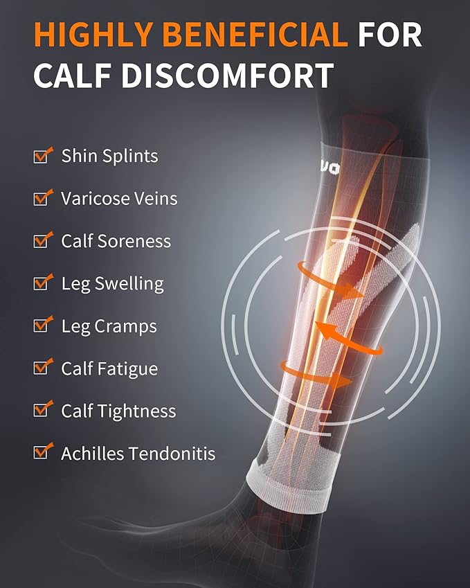CAMBIVO 3 Pairs Calf Compression Sleeves for Men & Women – Footless Compression Socks for Shin Splints, Pain Relief, Varicose Veins – Leg Support for Running, Travel, Fitness, Nursing
