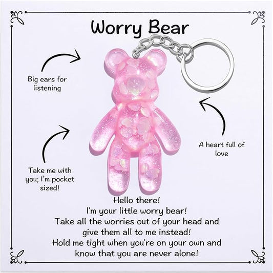 Pocket Bear Hug, Anxiety Gifts for Women Men, Mental Health Positivity Gift for Anxious Friend, Surgery Worry Gifts, Back to School Reminder of Comfort, Pink