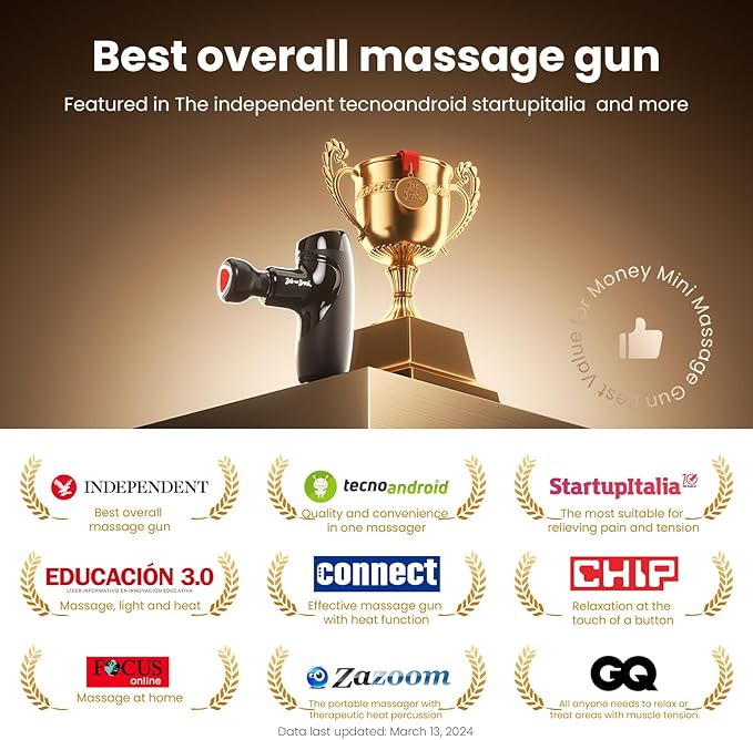 BOB AND BRAD M7 Plus Mini Massage Gun with Heat, Pocket-Sized Heated Deep Tissue Massager, Portable Percussion Muscle Travel Massager Gun, Ultra Light Small & Quiet Massage Gun