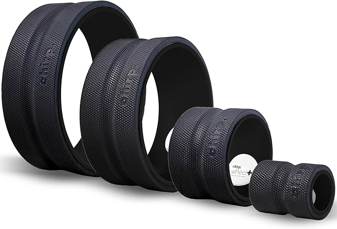 Chirp Wheel Foam Roller – Targeted Back & Neck Relief, Lumbar Spine Stretcher, Spinal Decompression Back Stretcher, Massage Roller with Density Foam for Physical Therapy, Supports 500lbs, 4-Pack Black