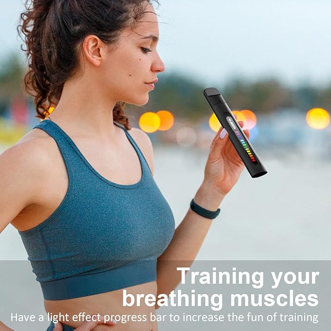Breathing Exercise Device, Portable Breathing Training Device for Better Breathe, Guided Smart Breathing Exercise Assistant for Athletes andSports Enthusiasts
