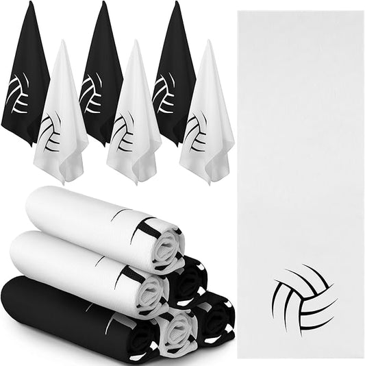 12 Count Volleyball Cooling Towels Volleyball Gifts for Team Soft Sports Breathable Chilly Towels Ice Neck Wrap Workout Sweat Washcloths for Sports Gym Microfiber Dishcloths for Coach Gifts