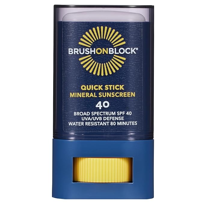 Brush On Block Quick Stick SPF 40, Mineral Sunscreen Stick, UVA/UVB Protection, Water Resistant, Hawaii Compliant, Reef Friendly, 0.63 oz