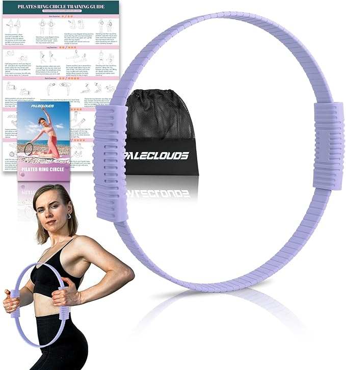 Pilates Ring, 13.5"/12" Silicone Magic Circle with Training Poster & Portable Bag, Pilates Ring Circle for Inner Thigh Workout, Yoga, Lose Weight & Physical Therapy for Women