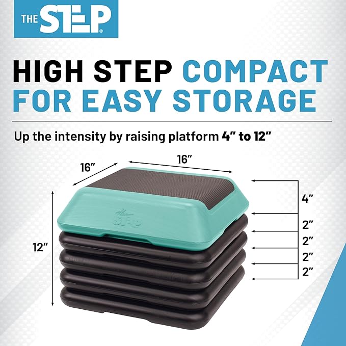 The Step Adjustable High Step Aerobic Platform with 4 Risers, Home Gym Workout Equipment, Fitness Exercise Equipment Made in the USA