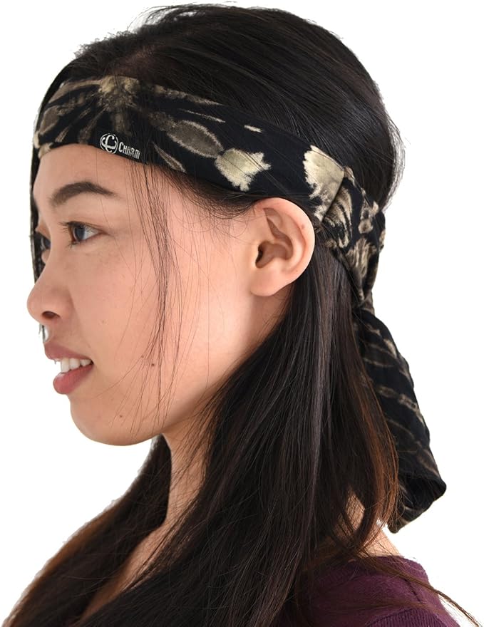 CHARM Tie-Dye Womens & Mens Workout Headband, Hand-dyed Elastic Hippie Tie Sweatband for Sports & Fashion