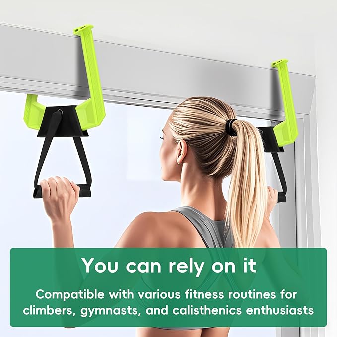 Portable Pull Up Bar for Doorway,Travel Pull Up Bar,Adjustable Home Gym Equipment,Dual Handle Design for Pull-Ups,Maximum Load Capacity of 330lb, No Screws Installation,Green