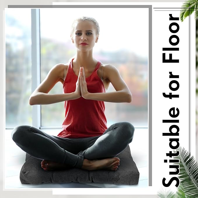 Jerify Floor Pillow Cushions 22 x 22 Inch Round Square Large Meditation Floor Pillow for Classroom Adult Meditation Picnic Party Cushion for Seating Gift Christmas(Square,Dark Grey,4 Pcs)