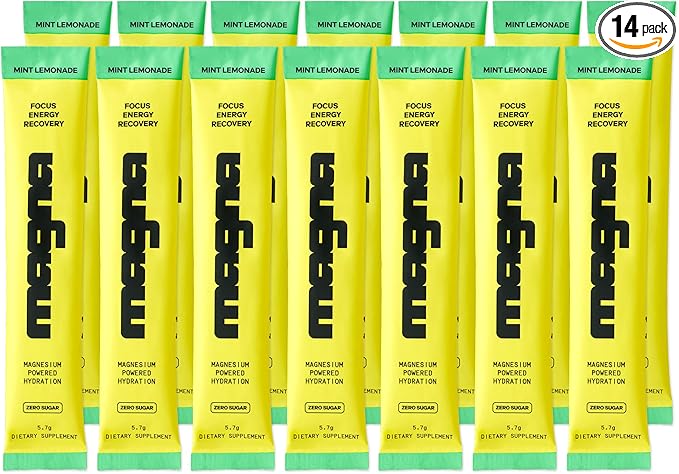 MAGNA Electrolyte Powder Drink Mix for Hydration, Energy & Focus Support with Magnesium L Threonate, Sodium, Potassium, Vitamin D, B6 & B12, Sugar Free, Mint Lemonade Flavor, 14 Servings