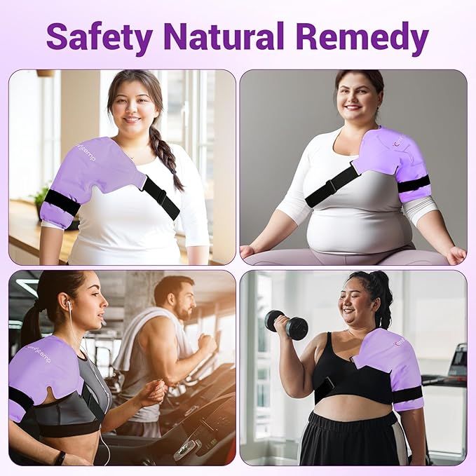 Comfytemp Shoulder Ice Pack Rotator Cuff Cold Therapy Wrap, Ice Packs for Injuries Reusable Gel, Instant Compression for Shoulder Pain Relief, Surgery Recovery Gifts (Large), Purple