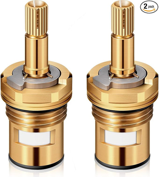 Enhon 2 Pack Faucet Cartridge Compatible with American Standard 994053-0070a or 994053-0070a/H Bathroom Kitchen Bathtub Faucet Stem Replacement, 4z-24h Hot and Cold Replacement Stem, Brass