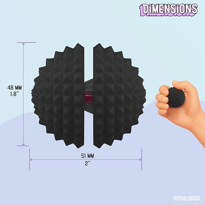 Round Spiked Sensory Fidget Clicker, Tactile Stimming Device with Mechanical Clicky Switches, Lanyard Attachment, Ideal for Pain Stim, ADHD, Autism & Stress Relief (Black, Medium)