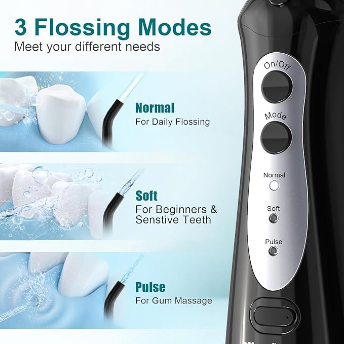 Nicefeel Cordless Water Dental Flosser – 300ML BPA-Free Portable Oral Irrigator, 3 Cleaning Modes, Fast Charge, IPX7 Waterproof for Teeth, Gums & Tonsil Stones – Home & Travel Use