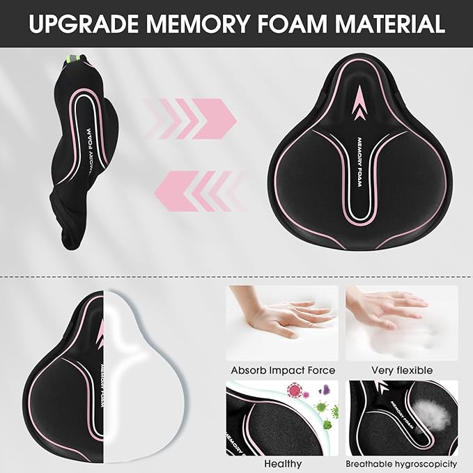 New Large Bike Seat Cover for Men & Women Comfort, Bike Seat Cushion Cover, Padded Seat Cover, Soft Bicycle Seat Covers for MTB, Exercise Bikes, Indoor and Outdoor Cycling