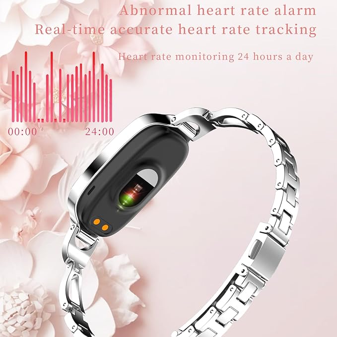 Yihou Fitness Trackers for Women Smart Watch Fitness Watch with Sleep Monitoring Heart Rate Monitor Step Counter Female Health Multiple Sport Modes for Android iOS Diamond Silvery