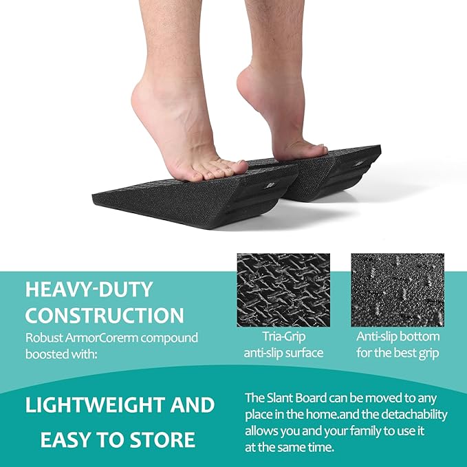 Squat Wedge Block 2PCS Non Slip Professional Ramp - 550 LBS Weight Capacity - Slant Board for Calf Stretching - Calf Stretcher Slant Board - Yoga Blocks