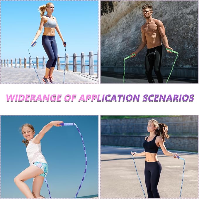 16 Pack Jump Ropes for Adults Kids, 9.2 Feet Adjustable Length Free Segmented Skipping Rope Bulk Soft Beaded Jumping Ropes for Women Men Exercise Training Workout Weight Loss
