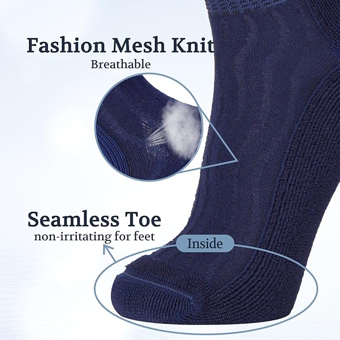 +MD Diabetic Socks for Men Women 6 Pairs,Non-Binding Top Extra Wide Ankle/Crew Socks, for Edema Circulator 9-11 10-13 13-15