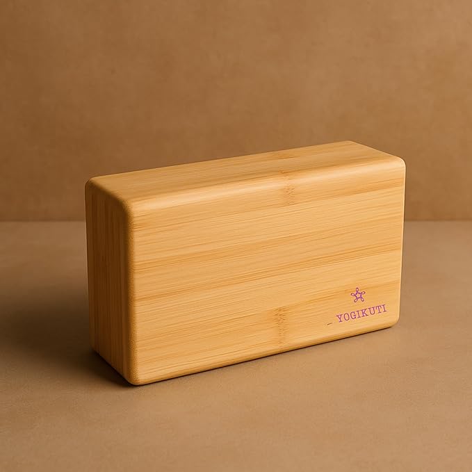 Yogikuti Bamboo Yoga Block-Premium Wooden Support Block for Iyengar Yoga, Non-Slip, Eco-Friendly, Durable Yoga Prop for Home & Studio Use