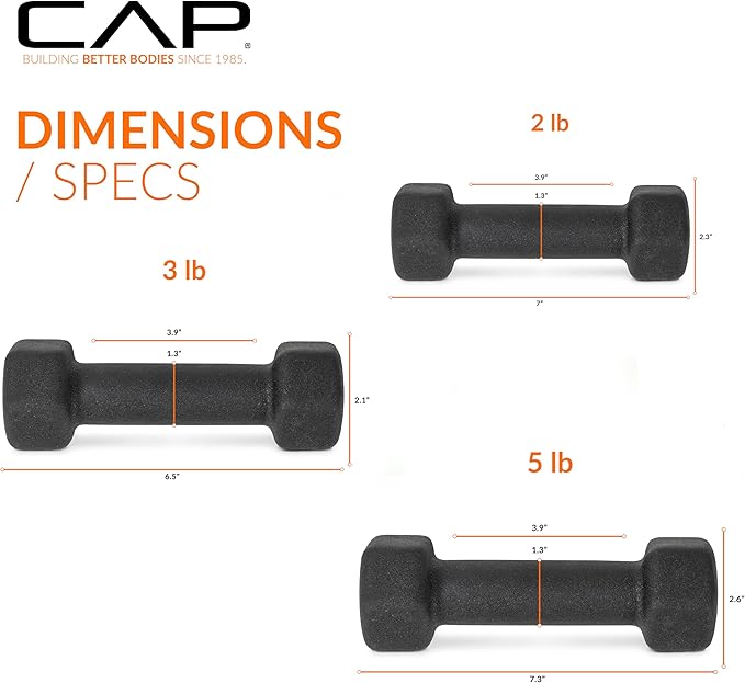 CAP Barbell Neoprene Dumbbell Weights Pairs & Sets | Multiple Colors