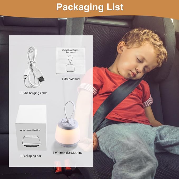 Upgraded Travel White Noise Sound Machine for Baby Adult, Portable Sleep Machine with Night Light and 21 Soothing Sounds, Timer and Memory Function, for Home Office Yoga Meditation Relaxing