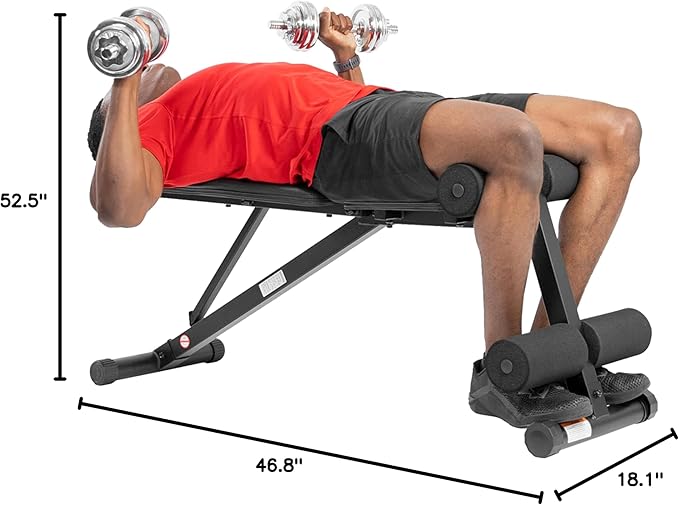 Sunny Health & Fitness Compact Premium Incline Bench Press Bar Rack Set & Optional Leg Extension Developer, Preacher Curl for Solid Strength Training Home Gym