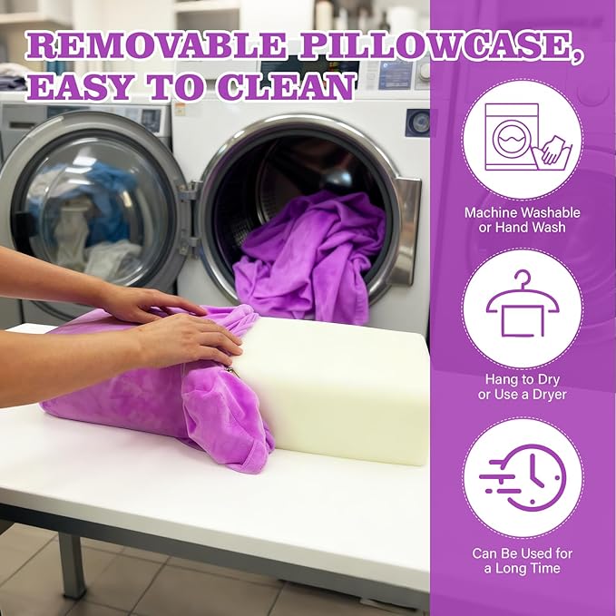 2 PCS Yoga Bolster Pillow Set Washable Velvet Cover Meditation Bolster with High Density Foam and Carry Handle Rectangular and Cylinder Bolsters for Restorative Yoga