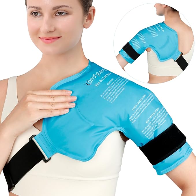 Comfytemp Shoulder Ice Pack Rotator Cuff Cold Therapy Wrap, Ice Packs for Injuries Reusable Gel, Instant Compression for Shoulder Pain Relief, Surgery Recovery Gifts (Small & Medium)