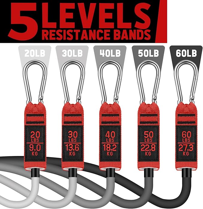 WALITO Resistance Bands Set - Exercise Bands with Handles, Door Anchor, Legs Ankle Straps, for Heavy Resistance Training, Physical Therapy, Muscle Training, Yoga, Home Workouts, Gym