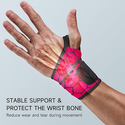 Sport Slim Wrist Wrap - Wrist Brace for Carpal Tunnel Relief, Neoprene-Free Compression Wrist Support for Workout, Adjustable Wrist Guards Fit Right Left Hand(Paradise Pink, Pack of 1)