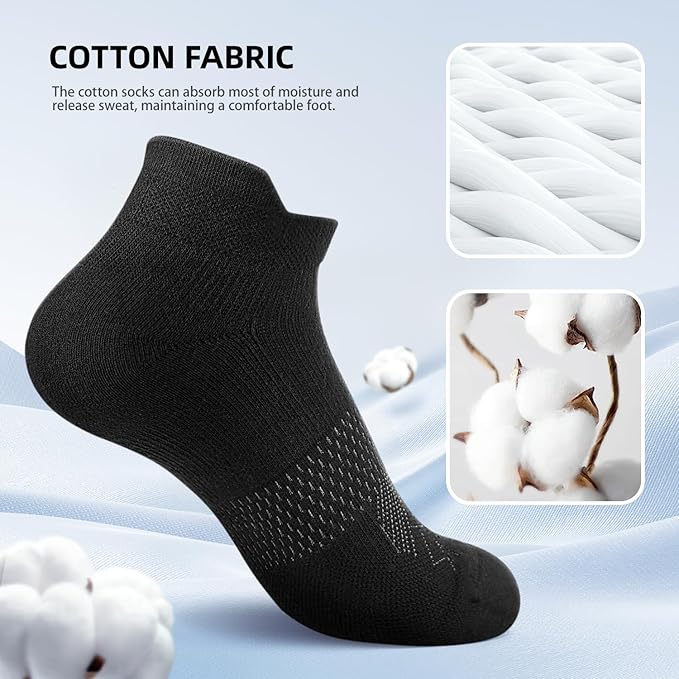 FITRELL 5-6 Pairs Ankle Running Socks for Women Athletic Cushioned Low Cut Tab Sports Socks