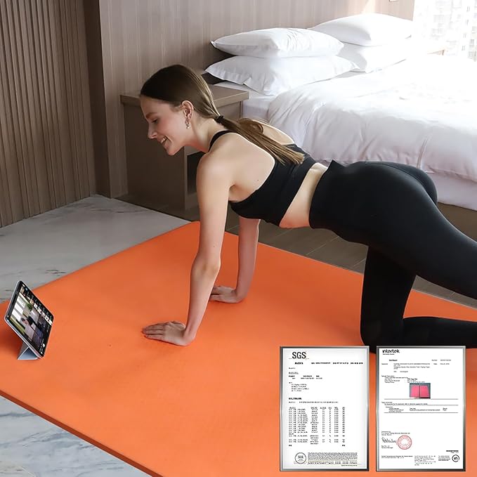 Hatha Yoga Large TPE Yoga Mat 6'x4'x1/2" Extra Thick Non-Slip Exercise Mat - for Yoga Pilates & Home Gym Workouts